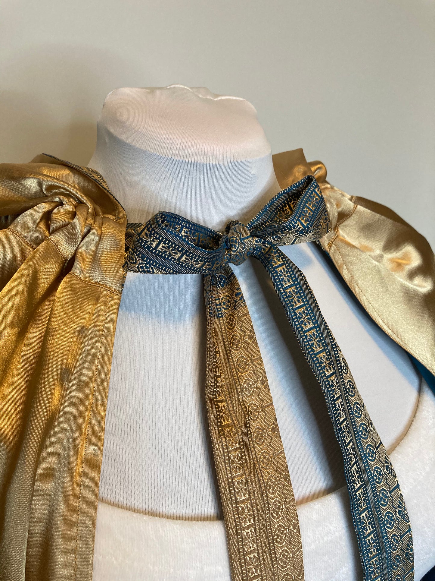 Blue and Gold Reversible Cape with Oversized Hood