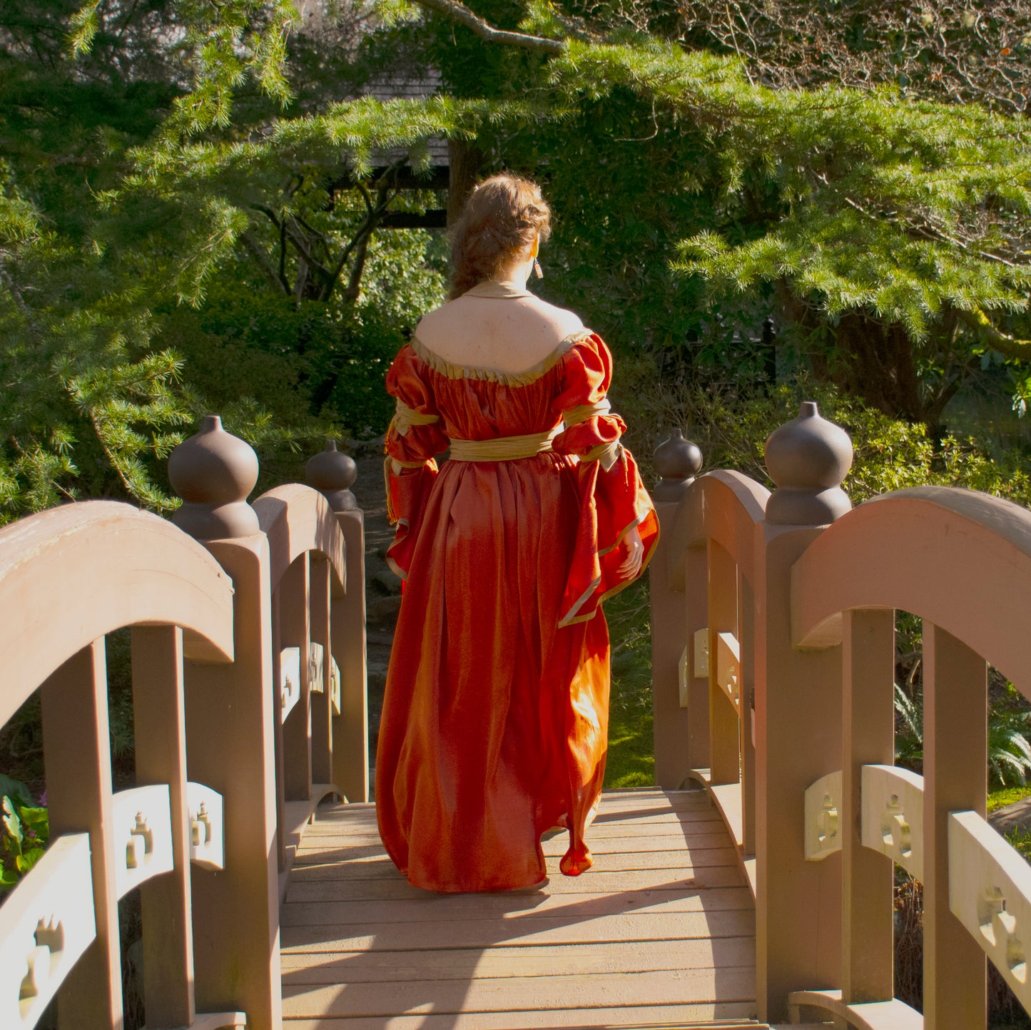 Shimmering Orange Chemise Dress with Belt and Arm Bands