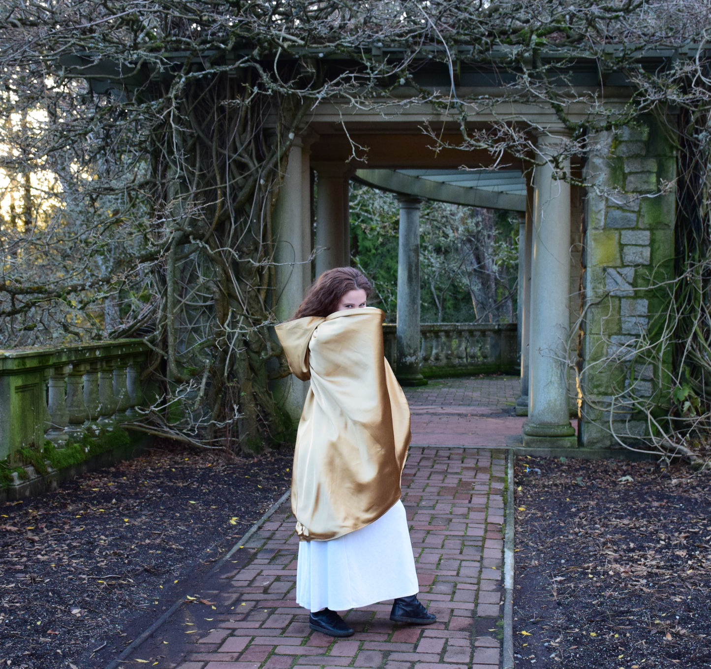 Blue and Gold Reversible Cape with Oversized Hood