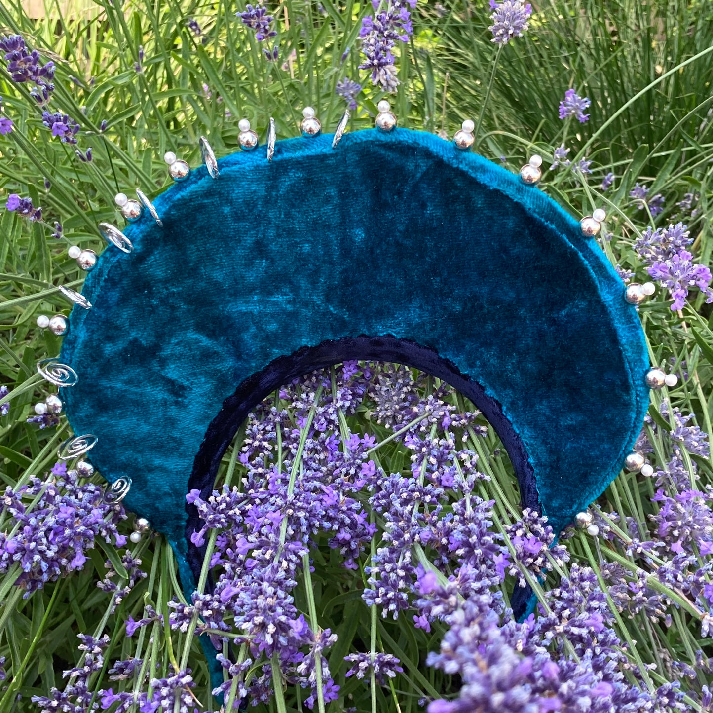 Teal & Red Headpiece with Matching Earrings