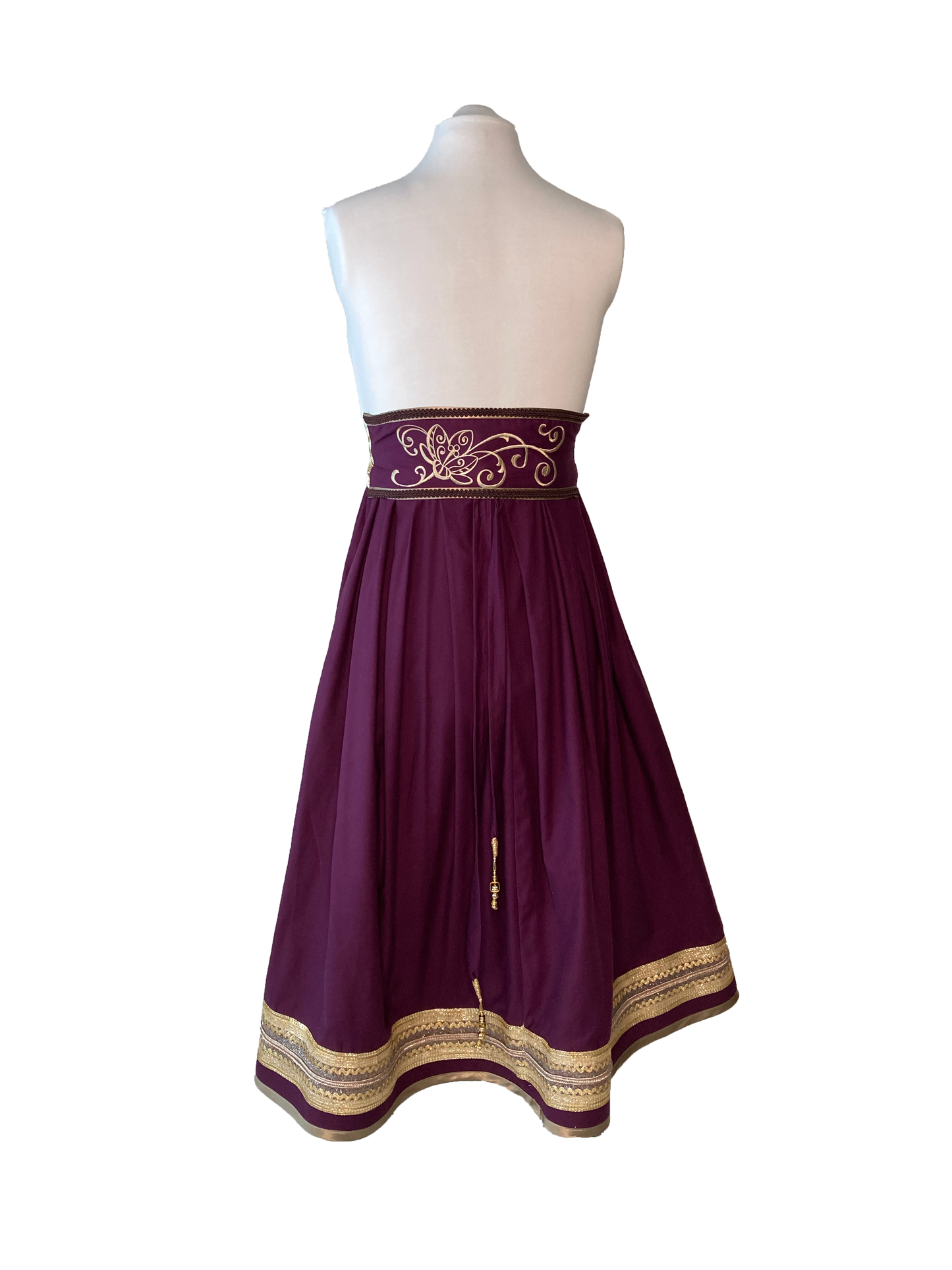 Full Purple Skirt Trimmed with Gold with Matching Embroidered Belt