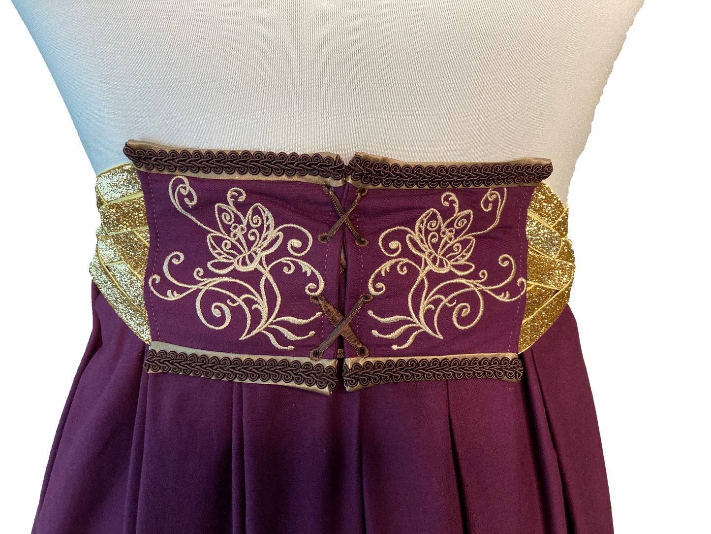 Full Purple Skirt Trimmed with Gold with Matching Embroidered Belt