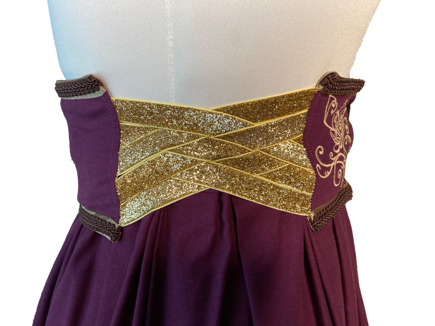 Full Purple Skirt Trimmed with Gold with Matching Embroidered Belt