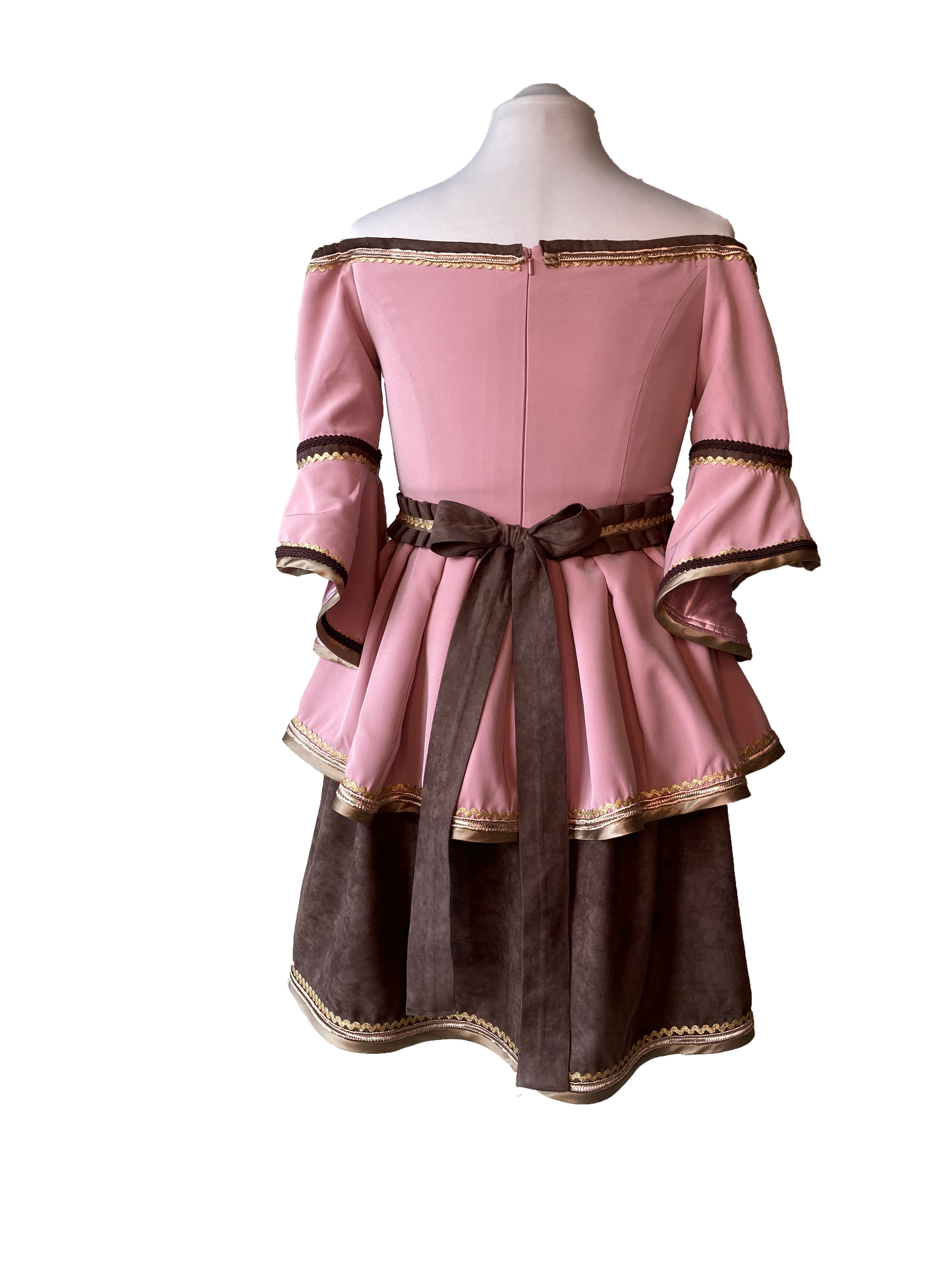 Pink and Brown Peplum Dress