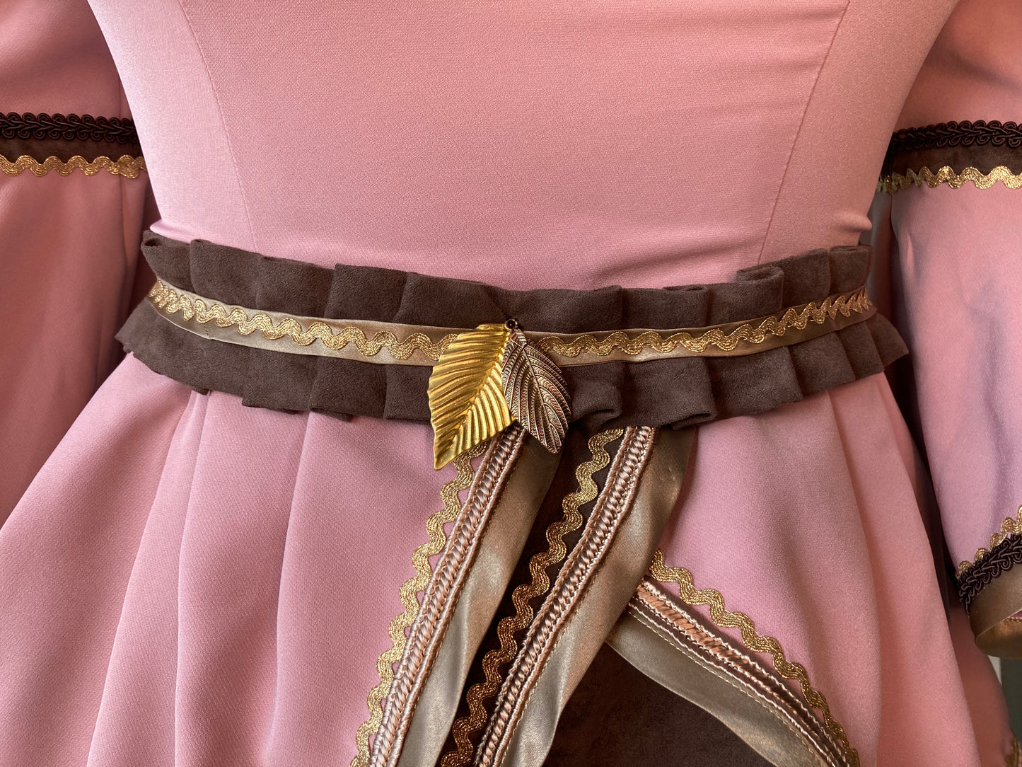 Pink and Brown Peplum Dress