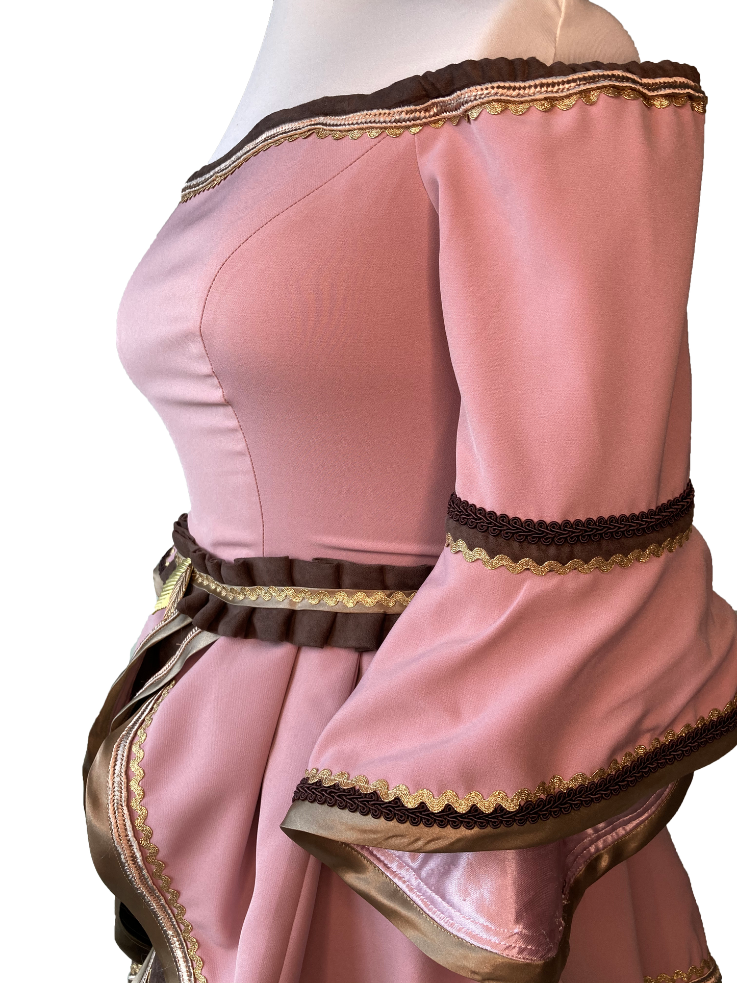 Pink and Brown Peplum Dress