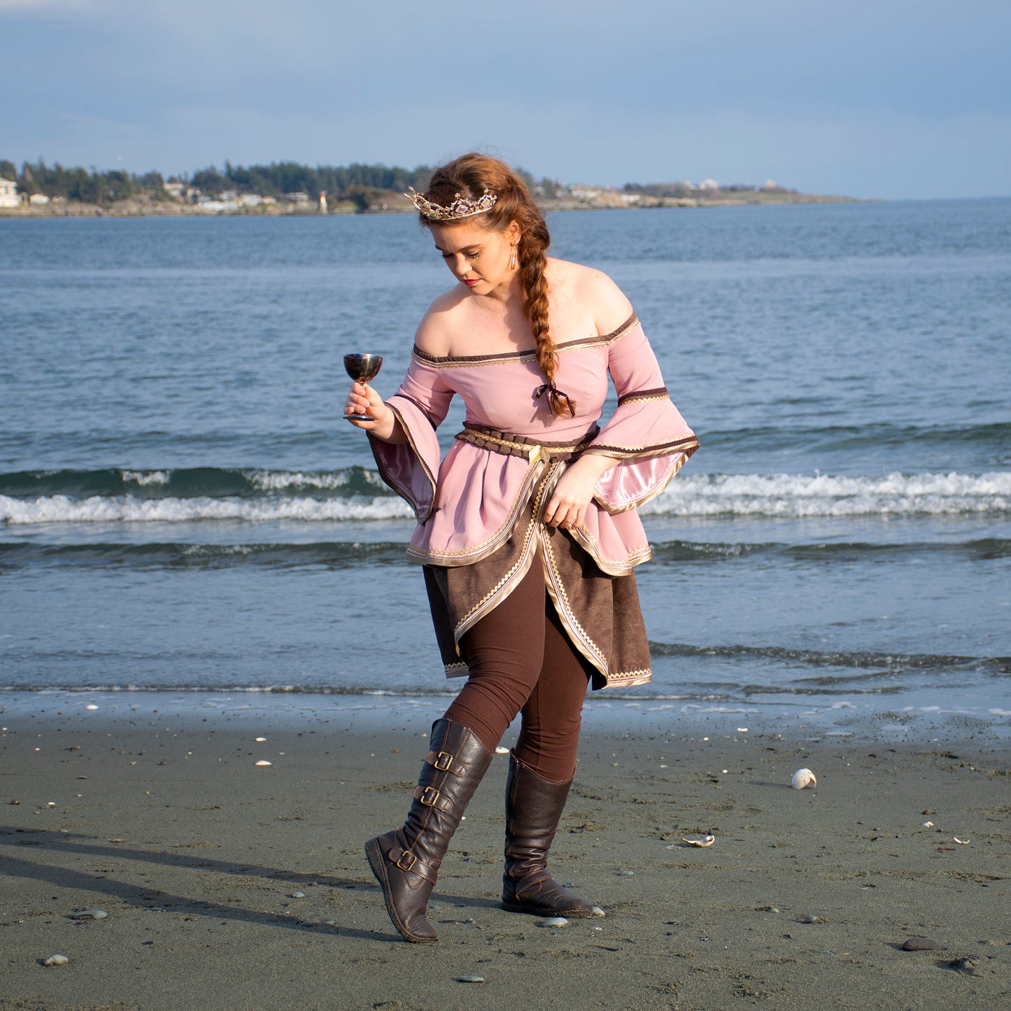 Pink and Brown Peplum Dress