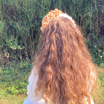 White & Gold Headband with Matching Earrings