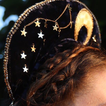 Moon & Stars Headpiece with Matching Earrings and Mask