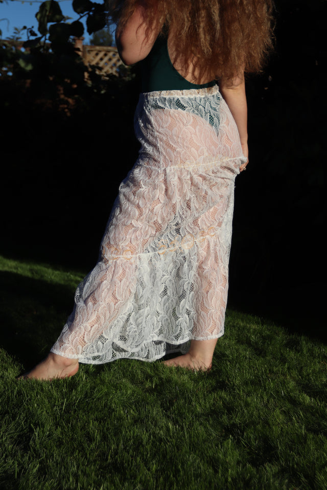 Embroidered Lace Tiered Skirt
