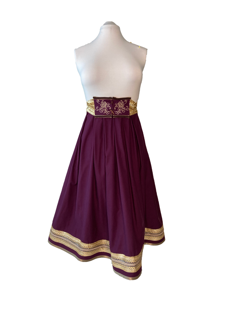 Full Purple Skirt Trimmed with Gold with Matching Embroidered Belt