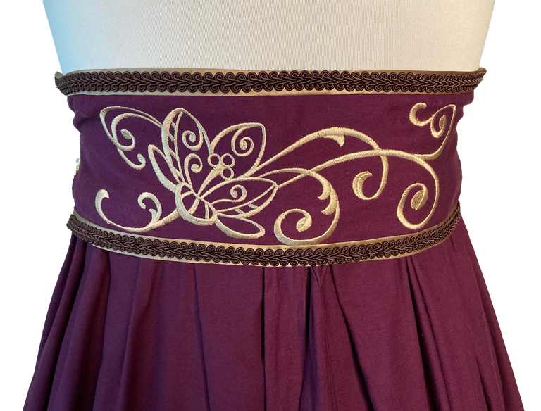 Full Purple Skirt Trimmed with Gold with Matching Embroidered Belt