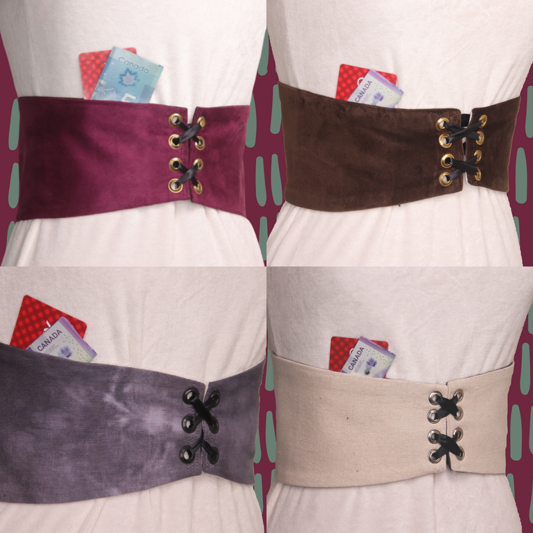 Lace up Embroidered Belts with Pockets