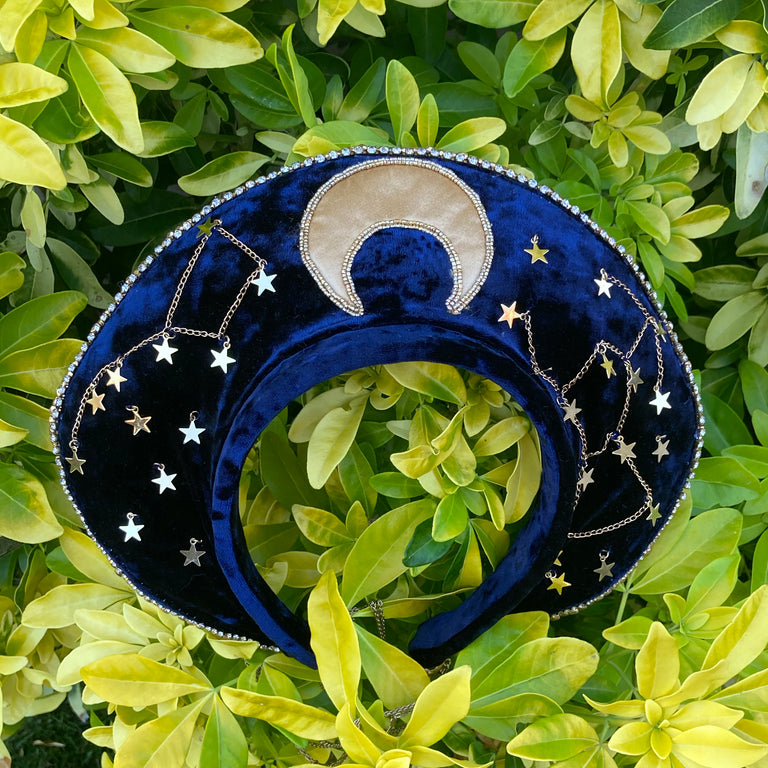 Moon & Stars Headpiece with Matching Earrings and Mask