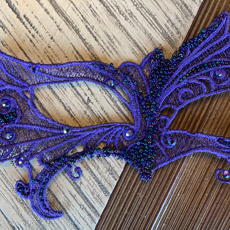 Purple Beaded Masquerade Mask (with matching pandemic mask)