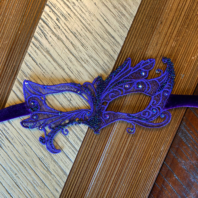 Purple Beaded Masquerade Mask (with matching pandemic mask)