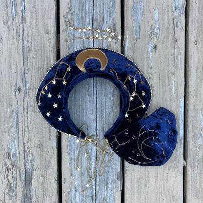 Moon & Stars Headpiece with Matching Earrings and Mask